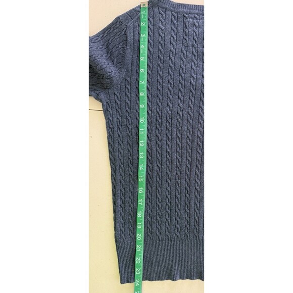 Natural Reflections Women’s Blue Cable Knit Sweater V-Neck 3/4 Sleeve Classic Sm - Picture 8 of 8